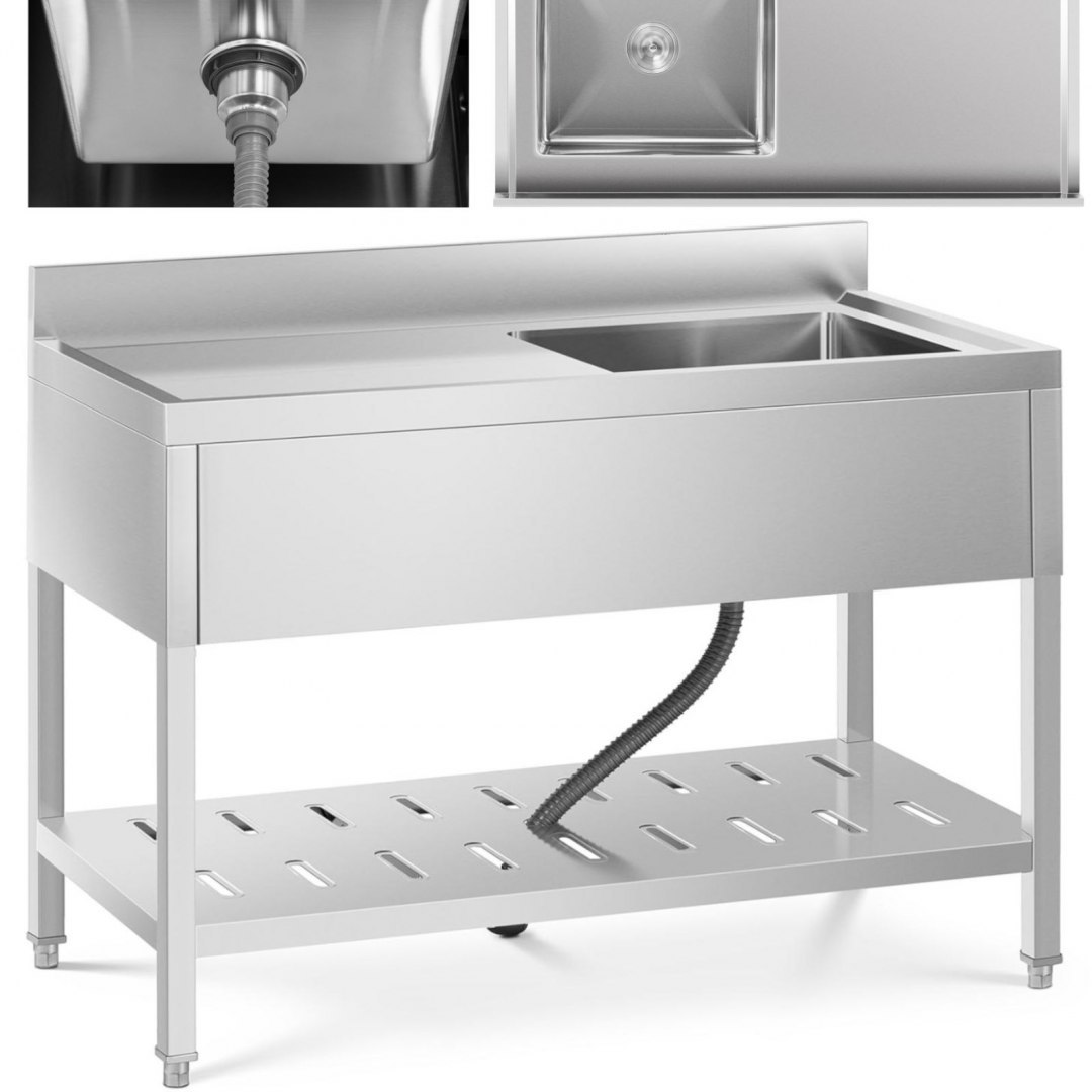 Zlew basen gastronomiczny jednokomorowy z półką i rantem prawy 120 x 60 x 94,5 cm Royal Catering Zlew basen gastronomiczny jednokomorowy z półką i rantem prawy 120 x 60 x 94,5 cm Royal Catering