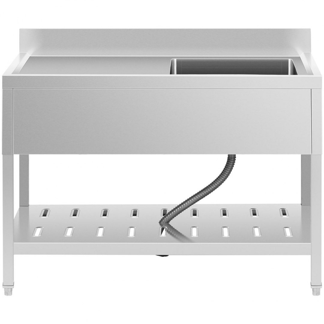 Zlew basen gastronomiczny jednokomorowy z półką i rantem prawy 120 x 60 x 94,5 cm Royal Catering Zlew basen gastronomiczny jednokomorowy z półką i rantem prawy 120 x 60 x 94,5 cm Royal Catering