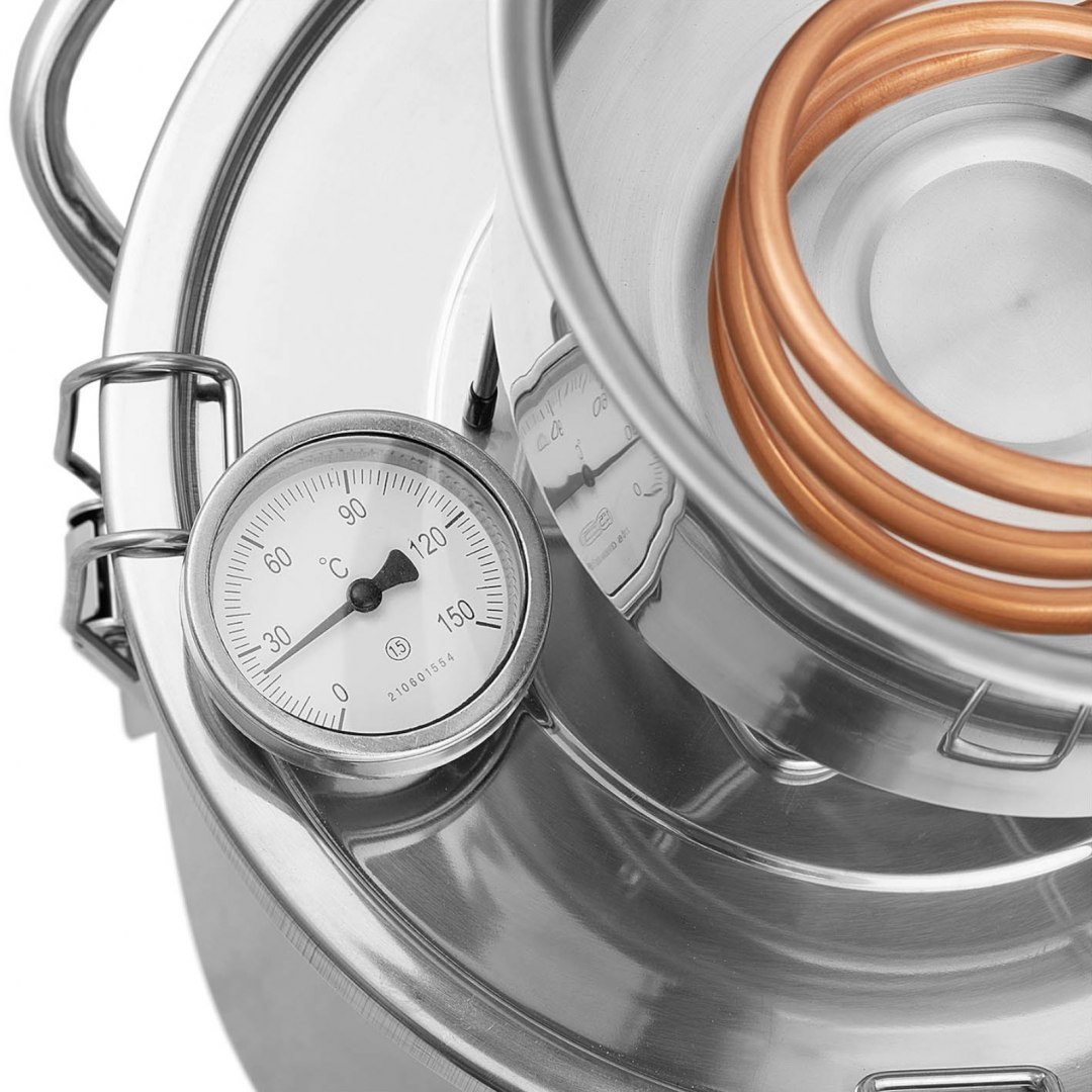 Destylator destylarka nierdzewna z miedzianą spiralą termometrem 12 l Royal Catering Destylator destylarka nierdzewna z miedzianą spiralą termometrem 12 l Royal Catering