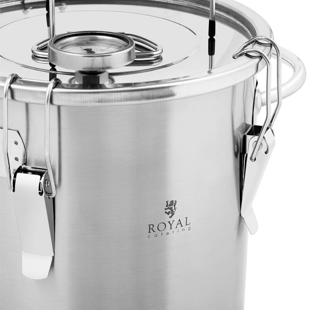 Destylator destylarka nierdzewna z miedzianą spiralą termometrem 12 l Royal Catering Destylator destylarka nierdzewna z miedzianą spiralą termometrem 12 l Royal Catering