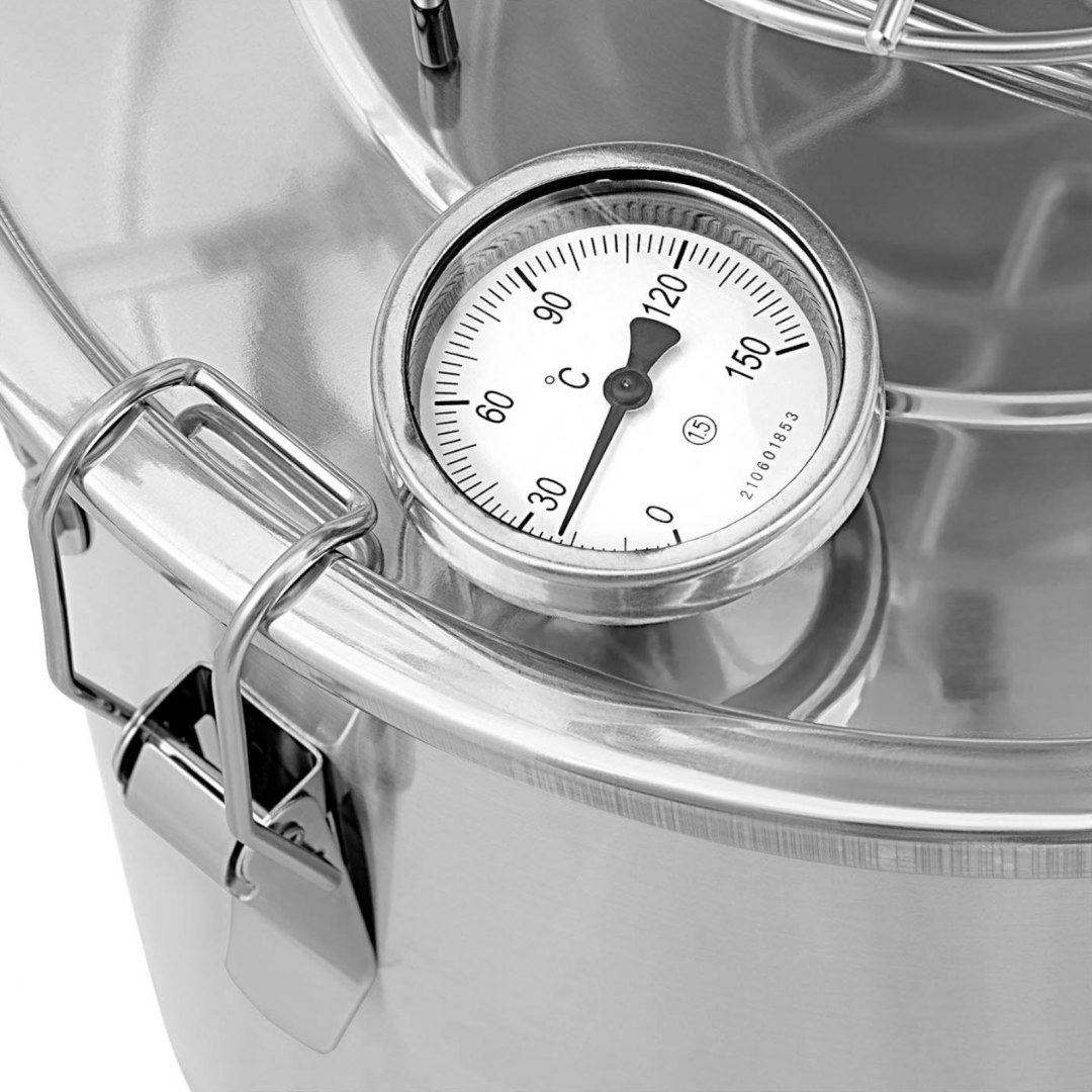Destylator destylarka nierdzewna z miedzianą spiralą termometrem alkoholomierzem 20 l Royal Catering Destylator destylarka nierdzewna z miedzianą spiralą termometrem alkoholomierzem 20 l Royal Catering