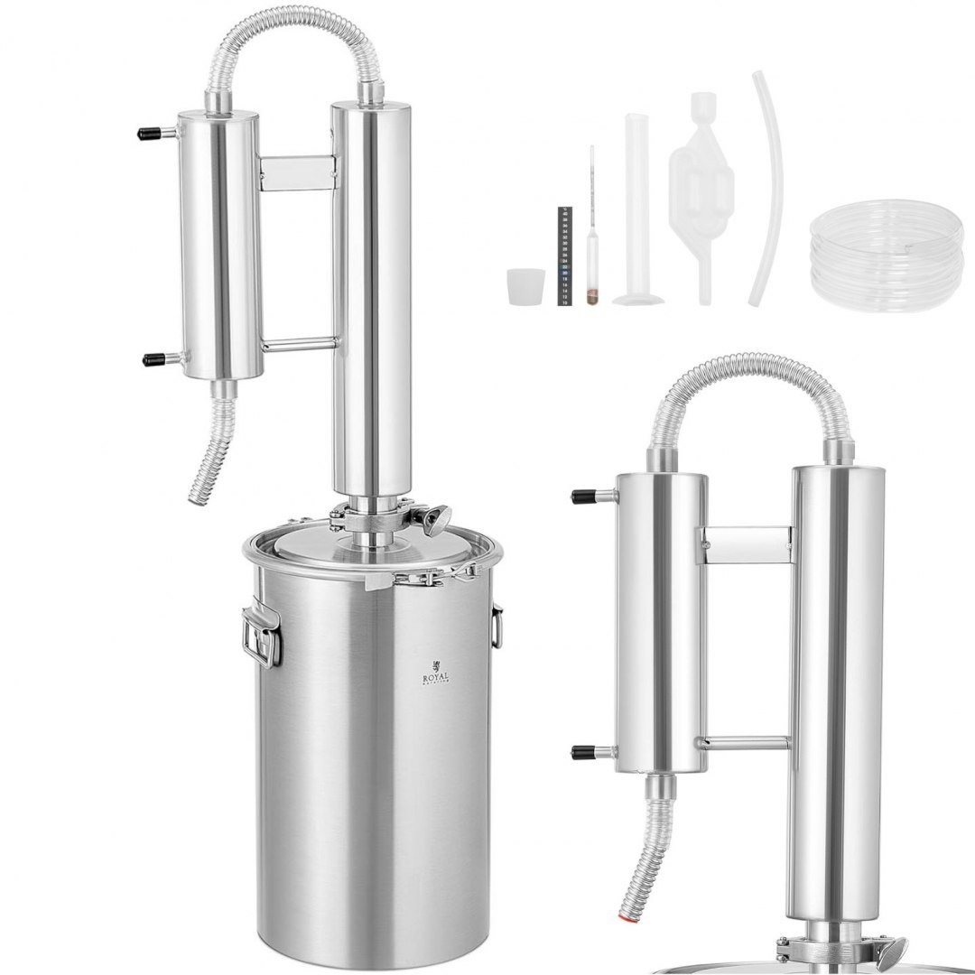 Destylator destylarka ze stali nierdzewnej z alkoholomierzem 20 l Royal Catering Destylator destylarka ze stali nierdzewnej z alkoholomierzem 20 l Royal Catering