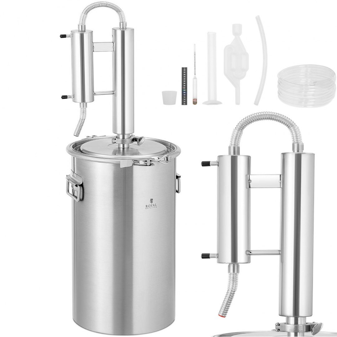 Destylator destylarka ze stali nierdzewnej z alkoholomierzem 35 l Royal Catering Destylator destylarka ze stali nierdzewnej z alkoholomierzem 35 l Royal Catering