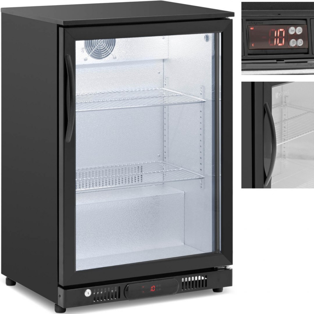 Lodówka chłodziarka barowa na napoje przeszklona LED 2-10 C 138 l czarna Royal Catering Lodówka chłodziarka barowa na napoje przeszklona LED 2-10 C 138 l czarna Royal Catering