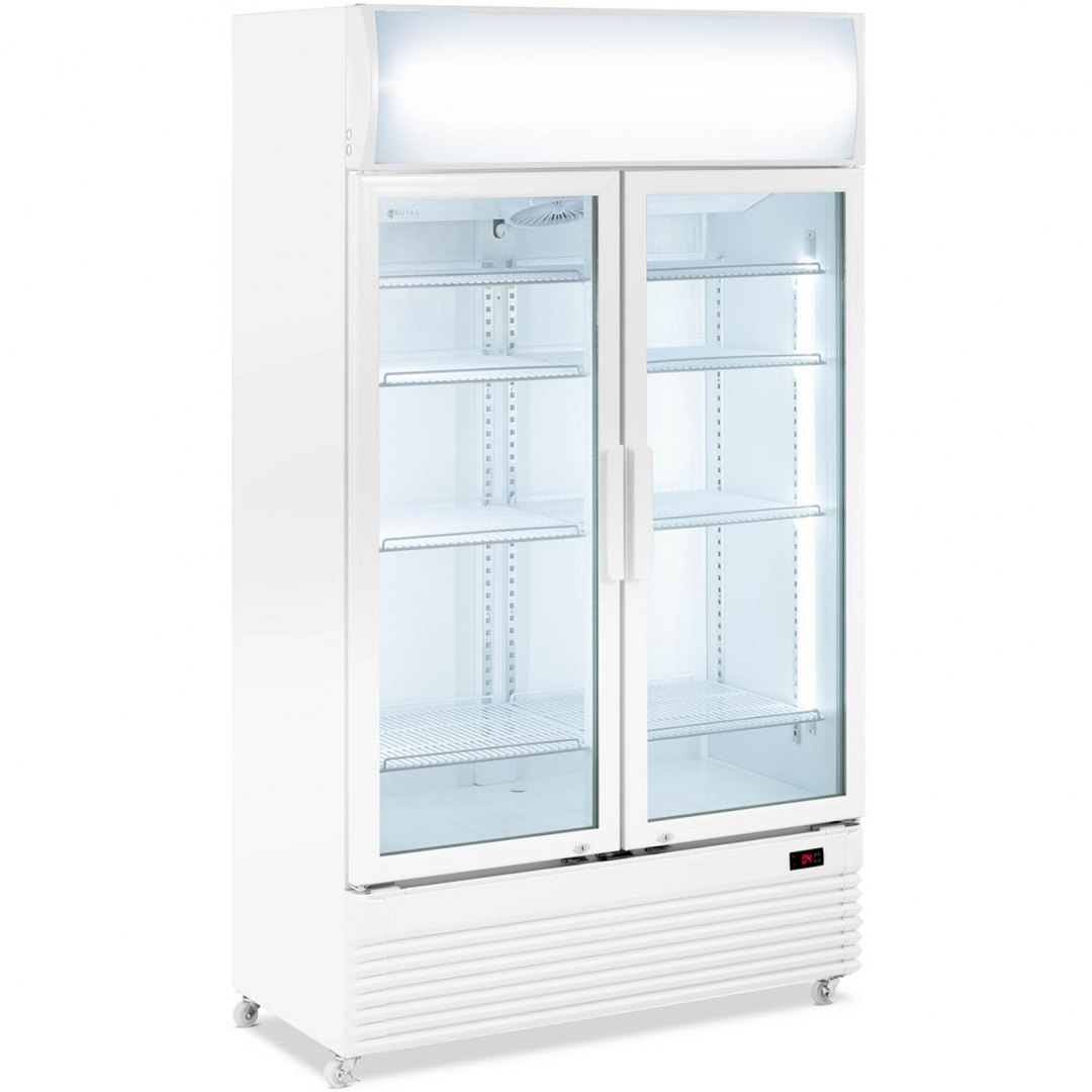 Lodówka chłodziarka na napoje podwójna przeszklona LED 2-10 C 600 l biała Royal Catering Lodówka chłodziarka na napoje podwójna przeszklona LED 2-10 C 600 l biała Royal Catering