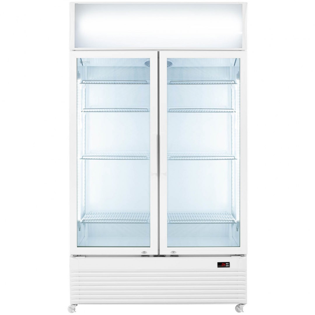 Lodówka chłodziarka na napoje podwójna przeszklona LED 2-10 C 600 l biała Royal Catering Lodówka chłodziarka na napoje podwójna przeszklona LED 2-10 C 600 l biała Royal Catering