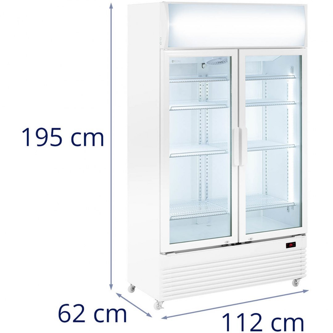 Lodówka chłodziarka na napoje podwójna przeszklona LED 2-10 C 600 l biała Royal Catering Lodówka chłodziarka na napoje podwójna przeszklona LED 2-10 C 600 l biała Royal Catering