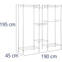 Regał druciany na ubrania do garderoby szatni 7 półek 4 drążki 189 x 45 x 196 cm do 210 kg Royal Catering