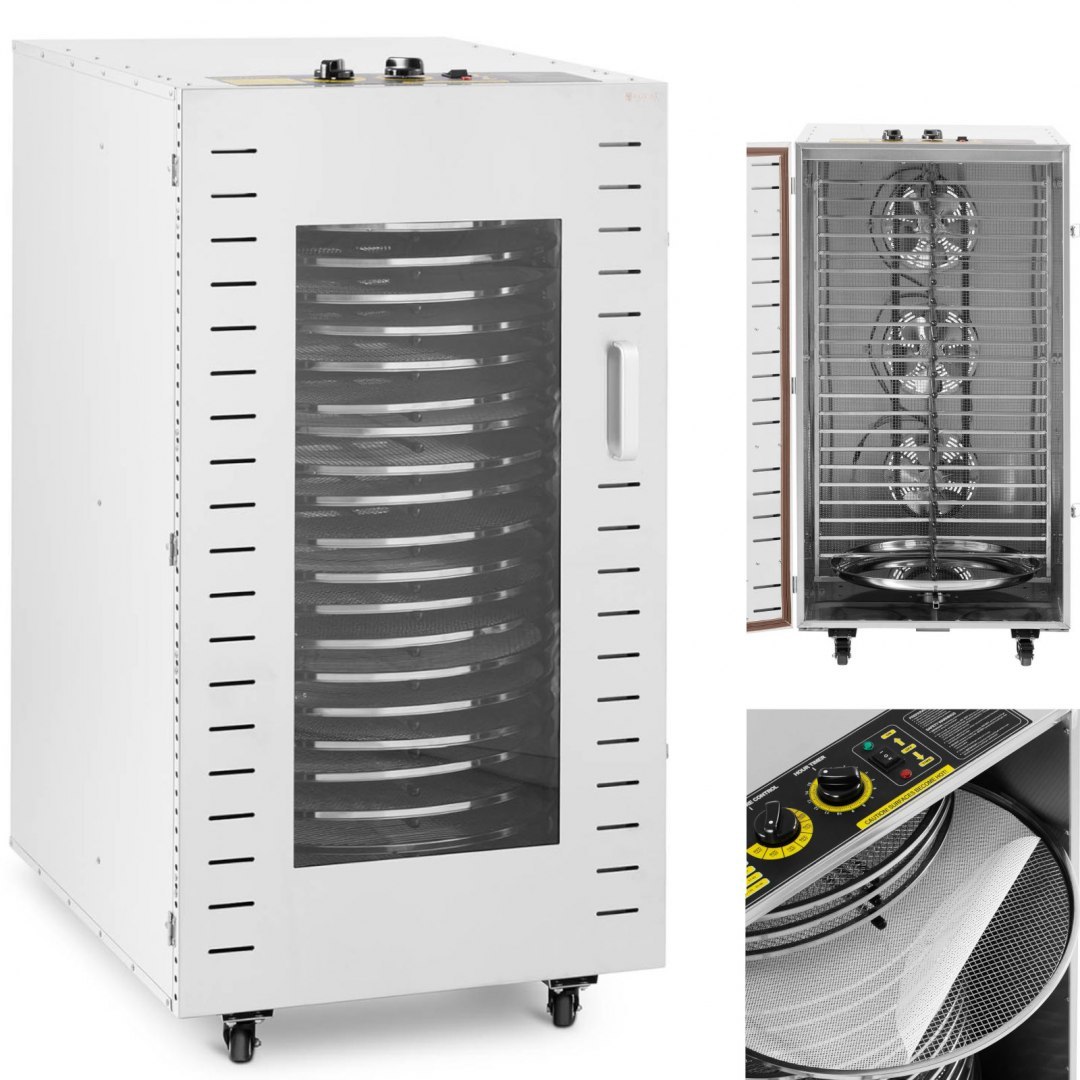 Suszarka przemysłowa do żywności ziół mięsa 1 komora 22 ruszty 40-90 C 3070 W Royal Catering Suszarka przemysłowa do żywności ziół mięsa 1 komora 22 ruszty 40-90 C 3070 W Royal Catering