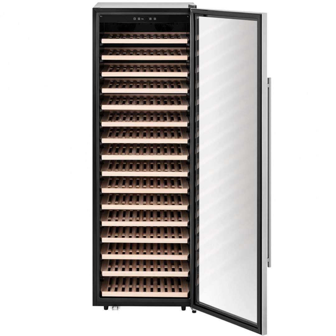 Winiarka lodówka chłodziarka do wina napojów na 199 butelek LED 428 l czarna Royal Catering Winiarka lodówka chłodziarka do wina napojów na 199 butelek LED 428 l czarna Royal Catering