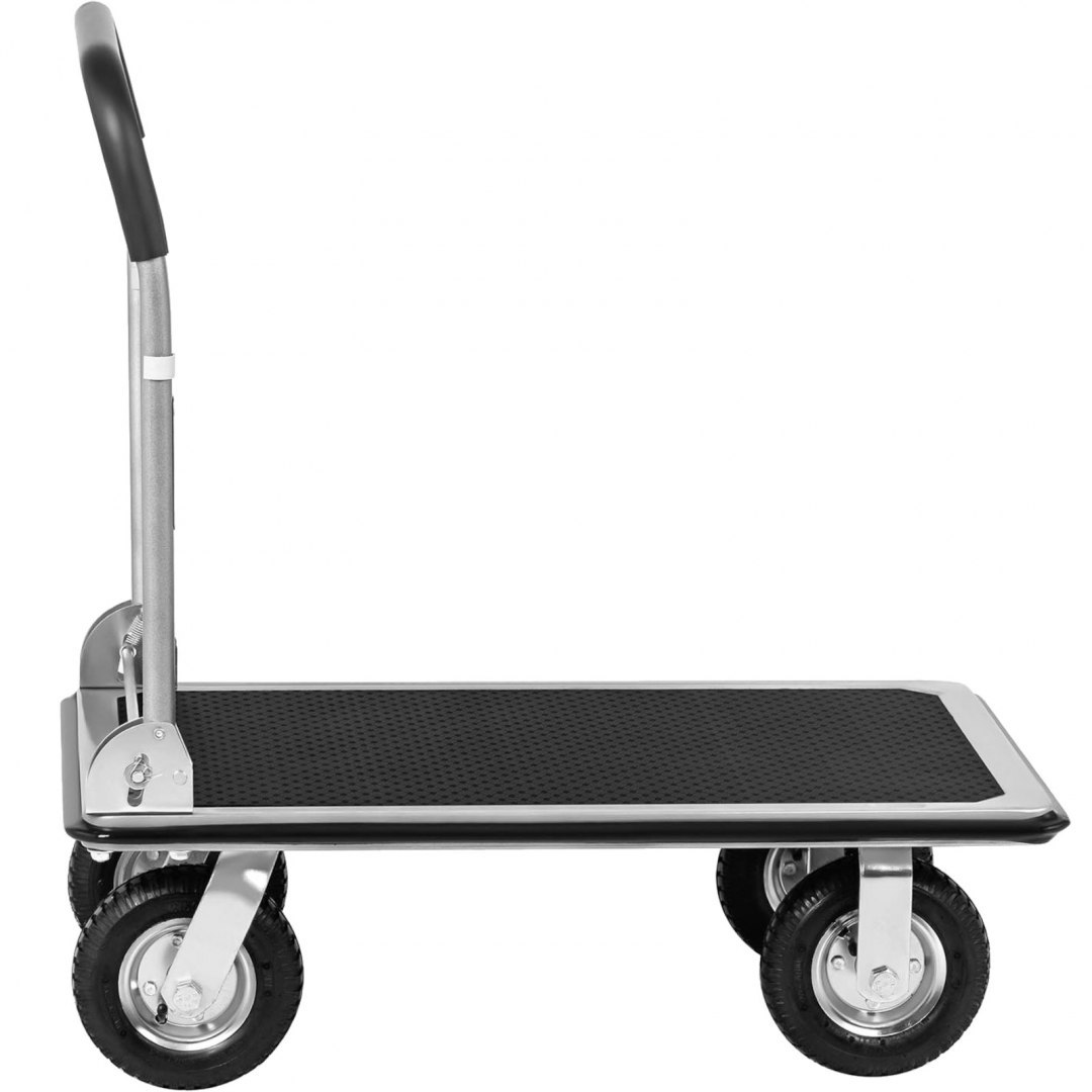 Wózek platformowy magazynowy ręczny składany 1 burta do 300 kg 80 x 60 cm MSW Wózek platformowy magazynowy ręczny składany 1 burta do 300 kg 80 x 60 cm MSW