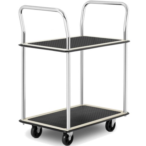 Wózek półkowy transportowy z uchwytami 2 półki do 120 kg 72 x 43 cm MSW Wózek półkowy transportowy z uchwytami 2 półki do 120 kg 72 x 43 cm MSW