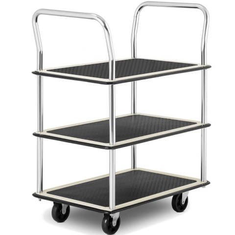 Wózek półkowy transportowy z uchwytami 3 półki do 150 kg 72 x 43 cm MSW Wózek półkowy transportowy z uchwytami 3 półki do 150 kg 72 x 43 cm MSW