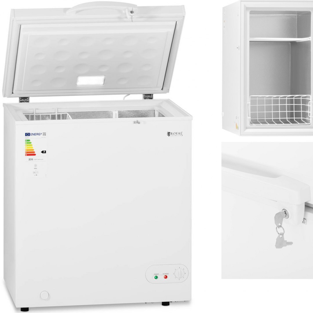 Zamrażarka skrzyniowa zamykana na klucz 1 kosz 152 l -12 do -28 C 78 W Royal Catering Zamrażarka skrzyniowa zamykana na klucz 1 kosz 152 l -12 do -28 C 78 W Royal Catering