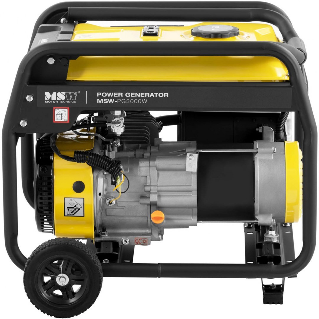 Agregat prądotwórczy generator prądu z rozruchem ręcznym wózkiem 15 l 230 V 3000 W MSW Agregat prądotwórczy generator prądu z rozruchem ręcznym wózkiem 15 l 230 V 3000 W MSW