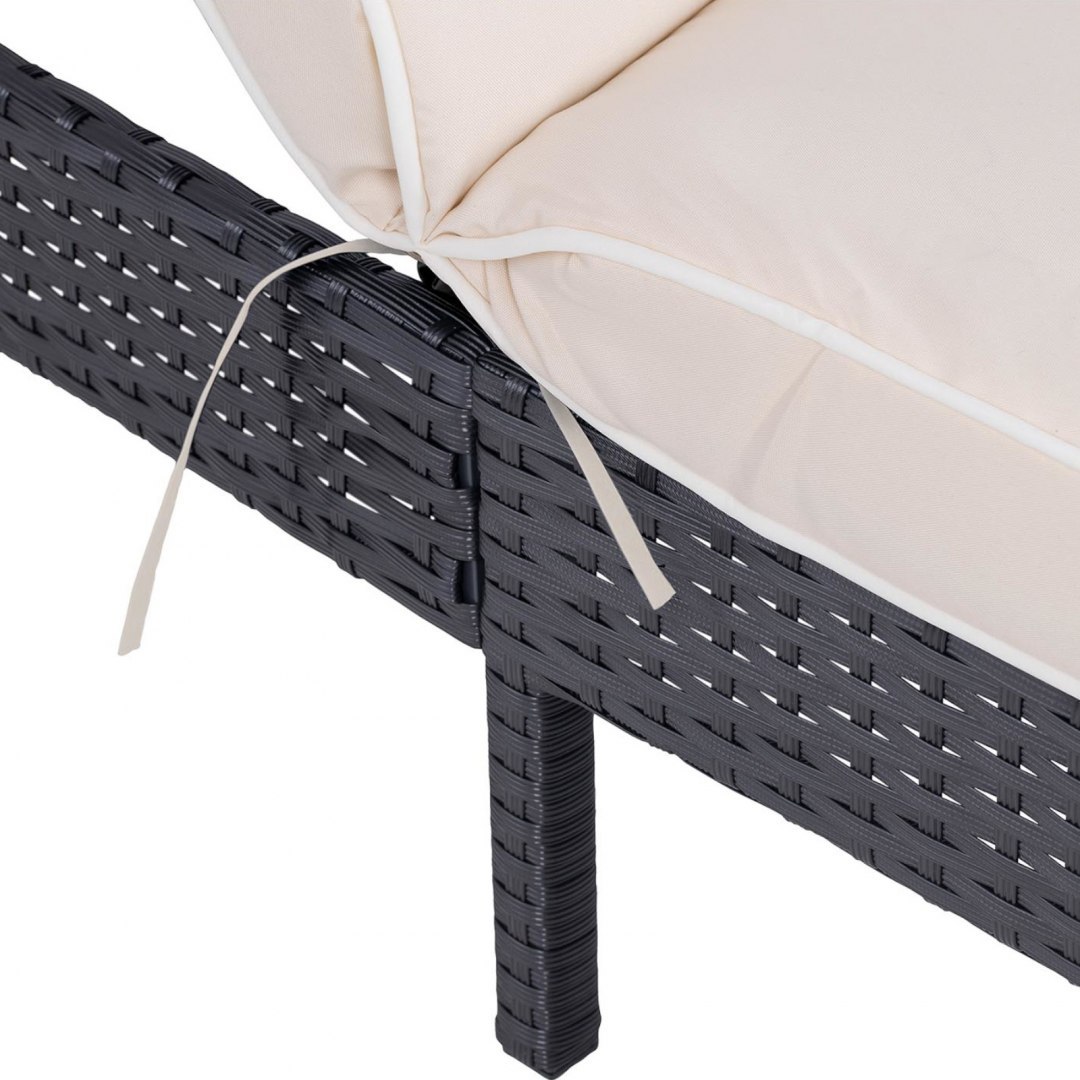 Leżak rattanowy z regulowanym oparciem tapicerką do 160 kg beżowy UNIPRODO