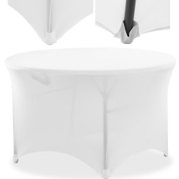 Pokrowiec elastyczny uniwersalny na stół owalny śr. 150 cm biały Royal Catering