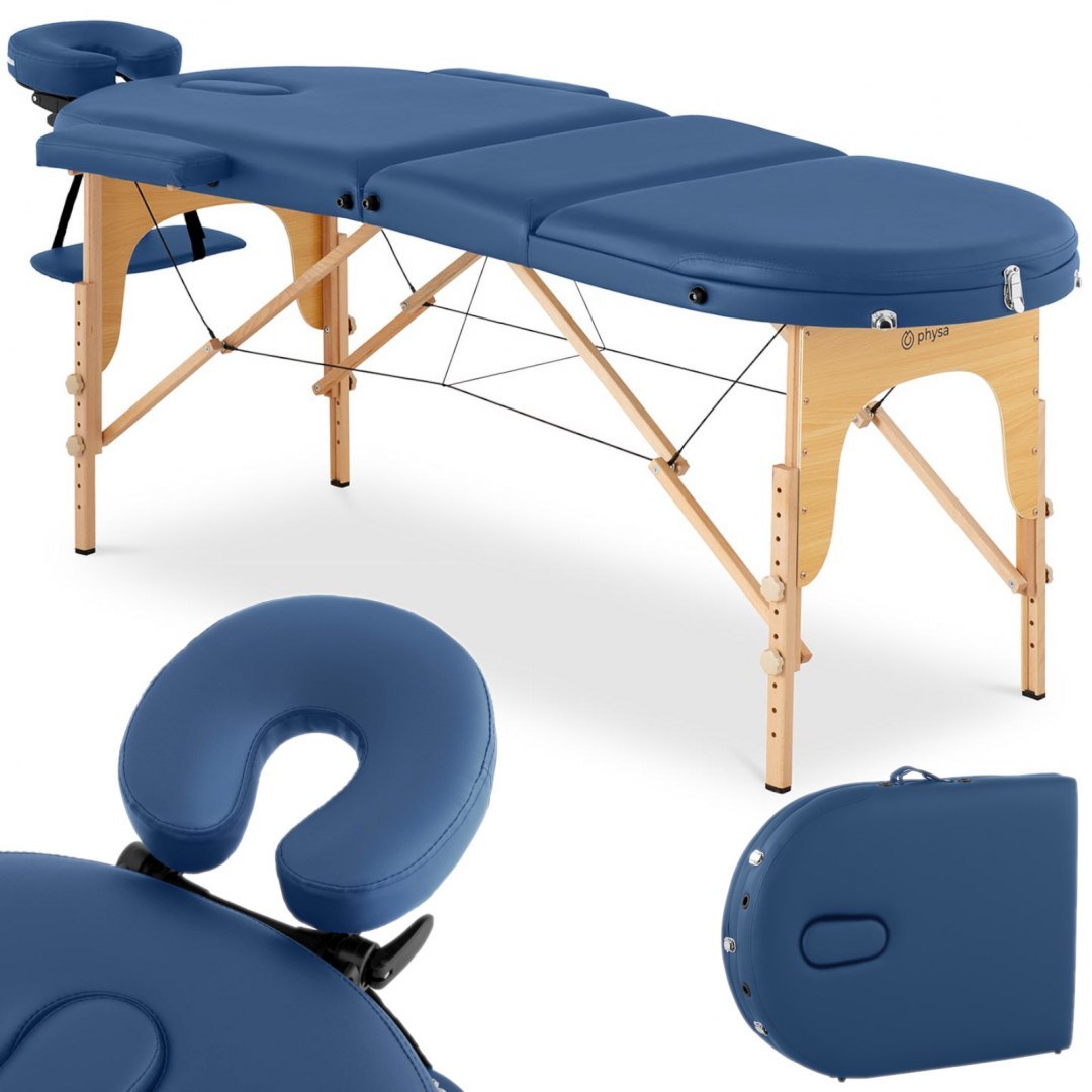 Stół łóżko do masażu przenośne składane z drewnianym stelażem Colmar Blue do 227 kg niebieskie Physa Stół łóżko do masażu przenośne składane z drewnianym stelażem Colmar Blue do 227 kg niebieskie Physa