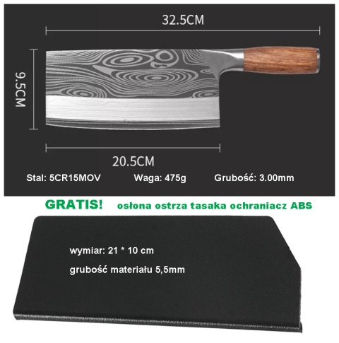 Tasak nóż kuchenny szefa kuchni stal nierdzewna