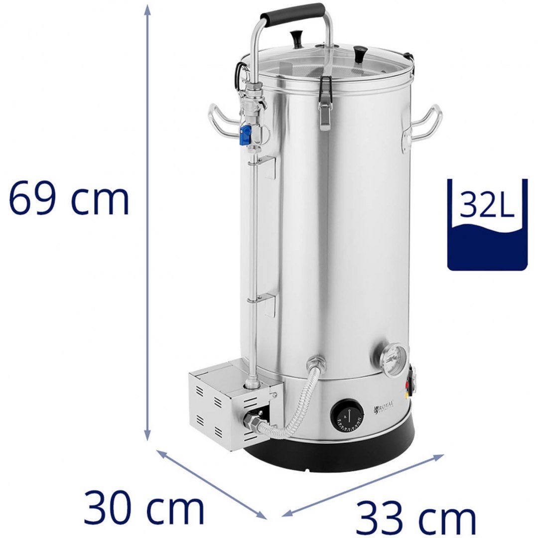 Kocioł zacierno warzelny do produkcji piwa STAL 30-110C 32 l 2000 W Royal Catering Kocioł zacierno warzelny do produkcji piwa STAL 30-110C 32 l 2000 W Royal Catering