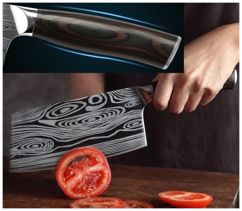 Tasak stal damasceńska do mięsa kości warzyw