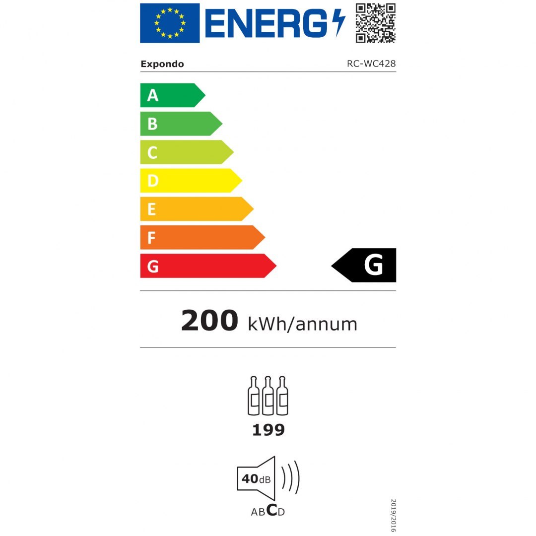 Winiarka lodówka chłodziarka do wina napojów na 199 butelek LED 428 l czarna Royal Catering Winiarka lodówka chłodziarka do wina napojów na 199 butelek LED 428 l czarna Royal Catering