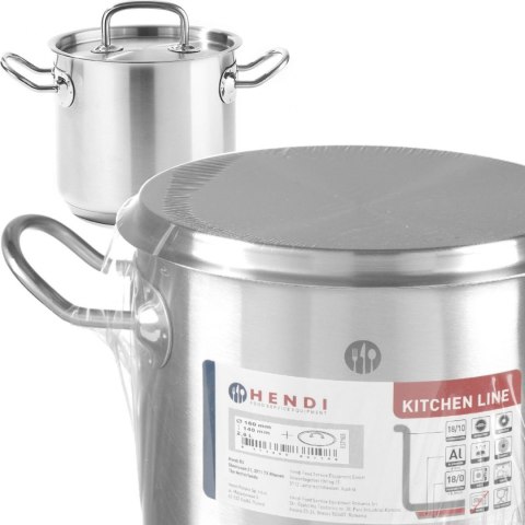 Garnek wysoki Kitchen Line z pokrywką 2,8 l śr. 160 x 140 h - Hendi 837108 Hendi Garnek wysoki Kitchen Line z pokrywką 2,8 l śr. 160 x 140 h - Hendi 837108 Hendi