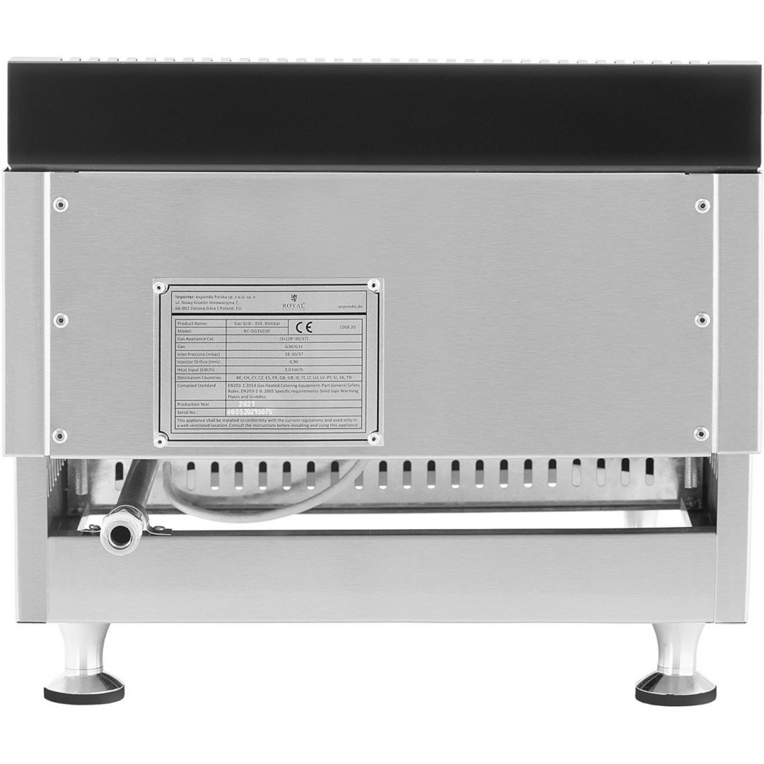 Grill gazowy gładki nastawny na gaz Propan-Butan 0.03 bar 35 x 40 cm 3000 W Royal Catering Grill gazowy gładki nastawny na gaz Propan-Butan 0.03 bar 35 x 40 cm 3000 W Royal Catering
