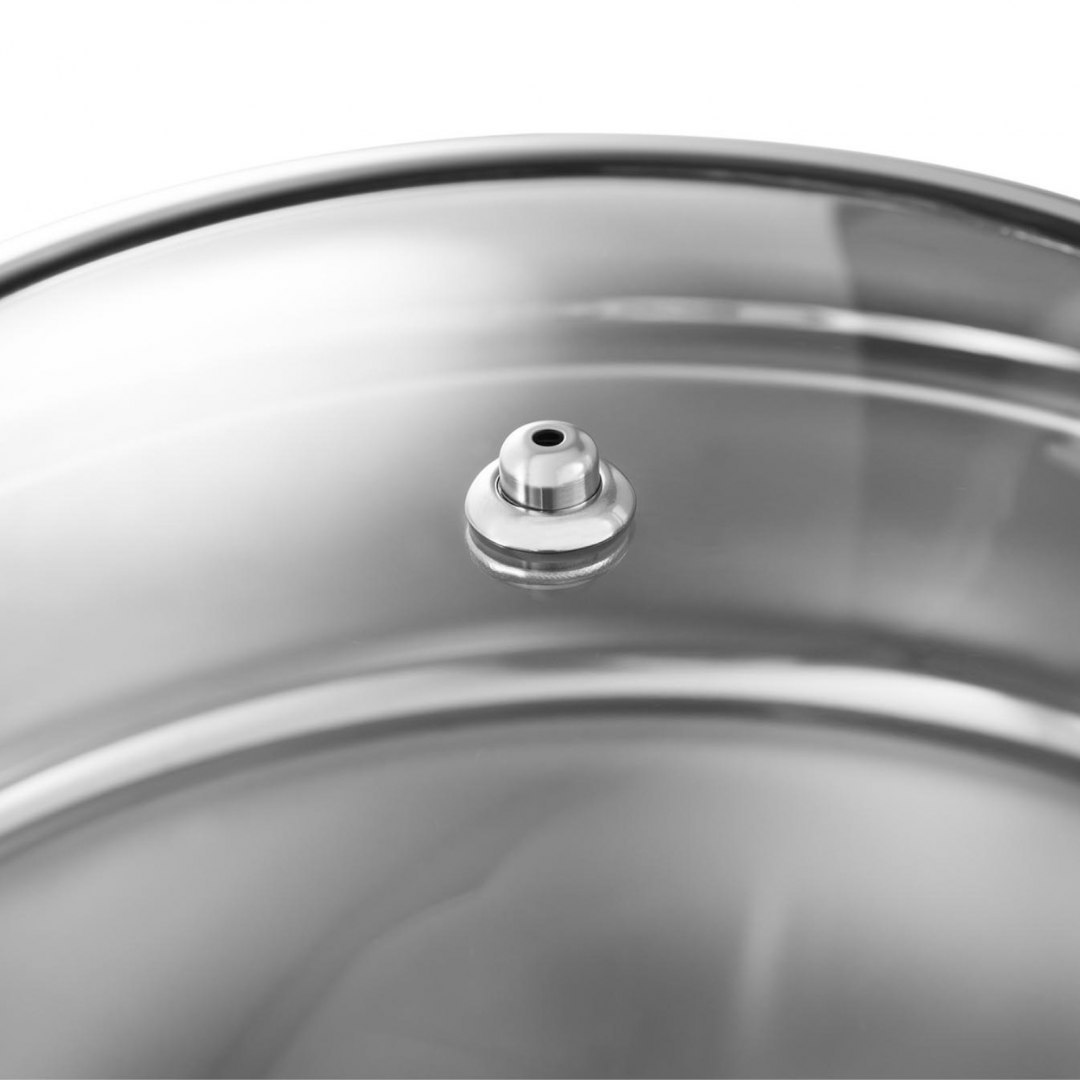 Podgrzewacz do potraw okrągły na pastę z pokrywą z okienkiem śr. 39 cm 5.5 l Royal Catering Podgrzewacz do potraw okrągły na pastę z pokrywą z okienkiem śr. 39 cm 5.5 l Royal Catering