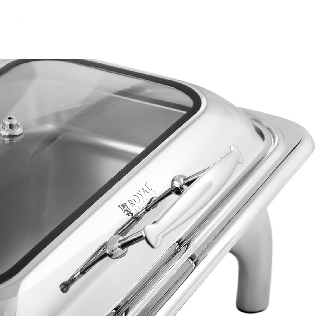 Podgrzewacz do potraw stołowy na pastę z pokrywą z okienkiem GN 1/1 8.5 l Royal Catering Podgrzewacz do potraw stołowy na pastę z pokrywą z okienkiem GN 1/1 8.5 l Royal Catering