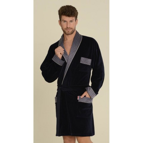 Szlafrok 772 Bonjour krótki Granatowy XXXL Szlafrok 772 Bonjour krótki Granatowy XXXL