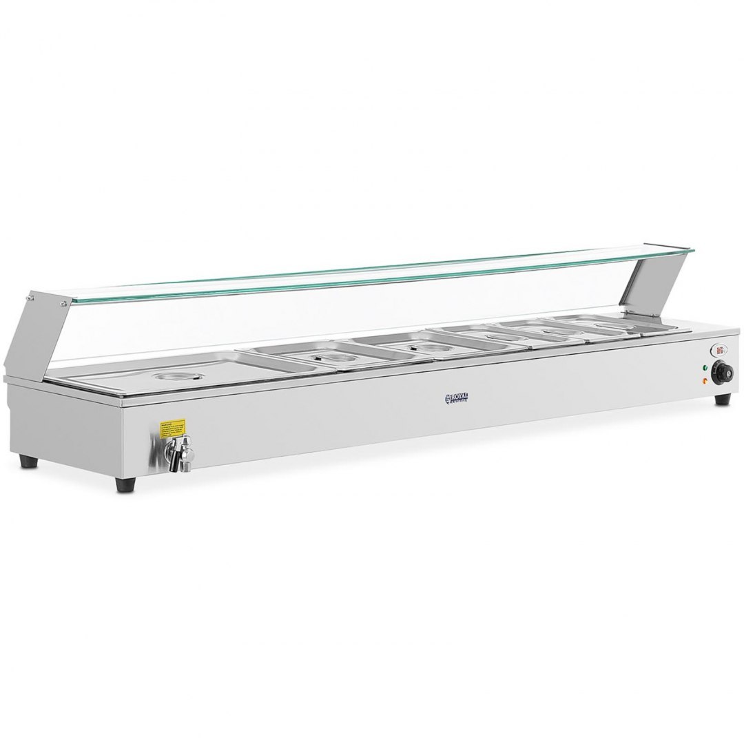 Bemar podgrzewacz elektryczny bufetowy z kranem i osłoną 6 x GN 37 l 1800 W Royal Catering Bemar podgrzewacz elektryczny bufetowy z kranem i osłoną 6 x GN 37 l 1800 W Royal Catering
