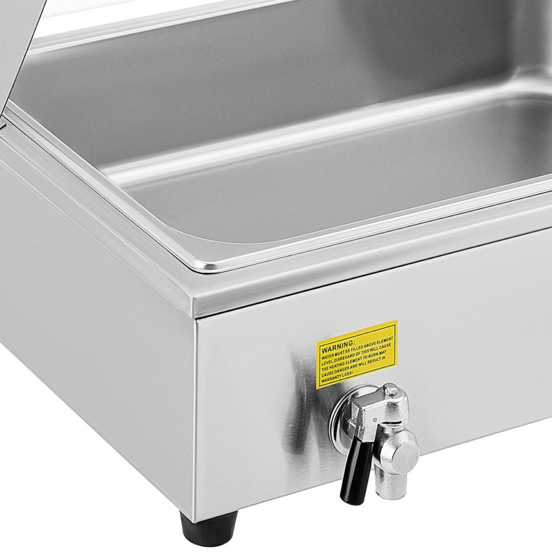 Bemar podgrzewacz elektryczny bufetowy z kranem i osłoną 6 x GN 37 l 1800 W Royal Catering Bemar podgrzewacz elektryczny bufetowy z kranem i osłoną 6 x GN 37 l 1800 W Royal Catering