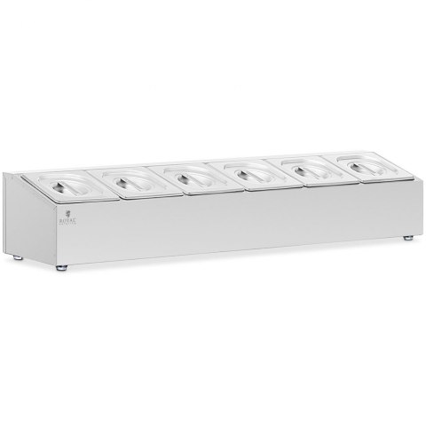 Ekspozytor stojak na pojemniki gastronomiczne 6 x GN 1/6 11.4 l + pojemniki z pokrywkami Royal Catering Ekspozytor stojak na pojemniki gastronomiczne 6 x GN 1/6 11.4 l + pojemniki z pokrywkami Royal Catering