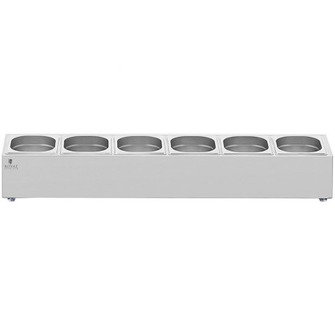 Ekspozytor stojak na pojemniki gastronomiczne 6 x GN 1/6 11.4 l + pojemniki z pokrywkami Royal Catering Ekspozytor stojak na pojemniki gastronomiczne 6 x GN 1/6 11.4 l + pojemniki z pokrywkami Royal Catering