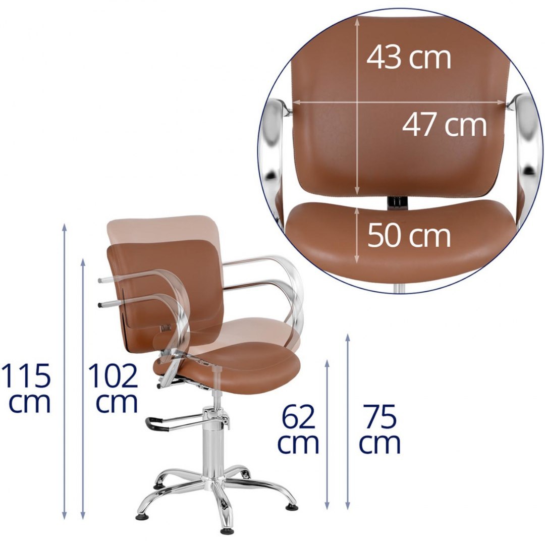 Fotel krzesło fryzjerskie barberskie kosmetyczne London Brown brązowe Physa Fotel krzesło fryzjerskie barberskie kosmetyczne London Brown brązowe Physa