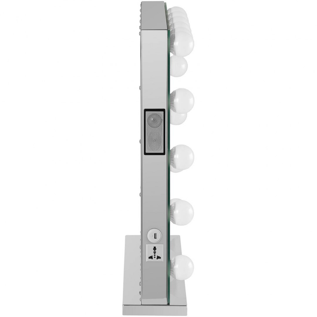 Lustro kosmetyczne do makijażu toaletki z oświetleniem i głośnikiem 14 żarówek LED USB 68 x 80 cm Physa Lustro kosmetyczne do makijażu toaletki z oświetleniem i głośnikiem 14 żarówek LED USB 68 x 80 cm Physa