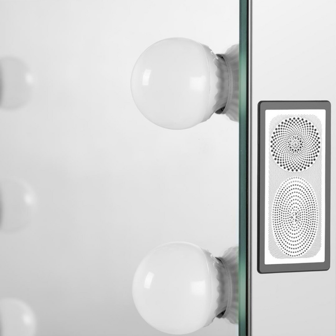 Lustro kosmetyczne do makijażu toaletki z oświetleniem i głośnikiem 14 żarówek LED USB 68 x 80 cm Physa Lustro kosmetyczne do makijażu toaletki z oświetleniem i głośnikiem 14 żarówek LED USB 68 x 80 cm Physa