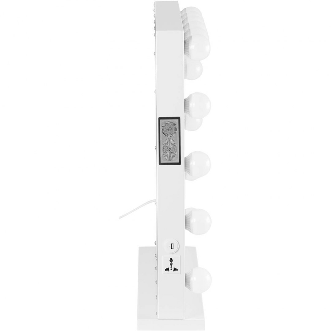 Lustro kosmetyczne do makijażu toaletki z oświetleniem i głośnikiem 14 żarówek LED USB 80.5 x 68 cm Physa Lustro kosmetyczne do makijażu toaletki z oświetleniem i głośnikiem 14 żarówek LED USB 80.5 x 68 cm Physa