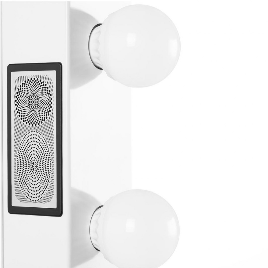 Lustro kosmetyczne do makijażu toaletki z oświetleniem i głośnikiem 14 żarówek LED USB 80.5 x 68 cm Physa Lustro kosmetyczne do makijażu toaletki z oświetleniem i głośnikiem 14 żarówek LED USB 80.5 x 68 cm Physa