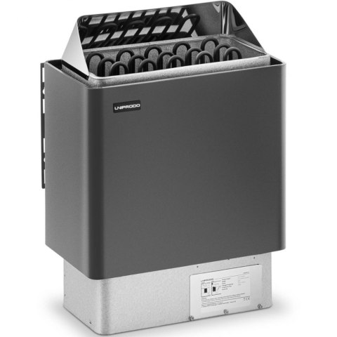 Piec do sauny elektryczny 8-12 m3 do 110C 400 V 8 kW czarno-srebrny UNIPRODO Piec do sauny elektryczny 8-12 m3 do 110C 400 V 8 kW czarno-srebrny UNIPRODO