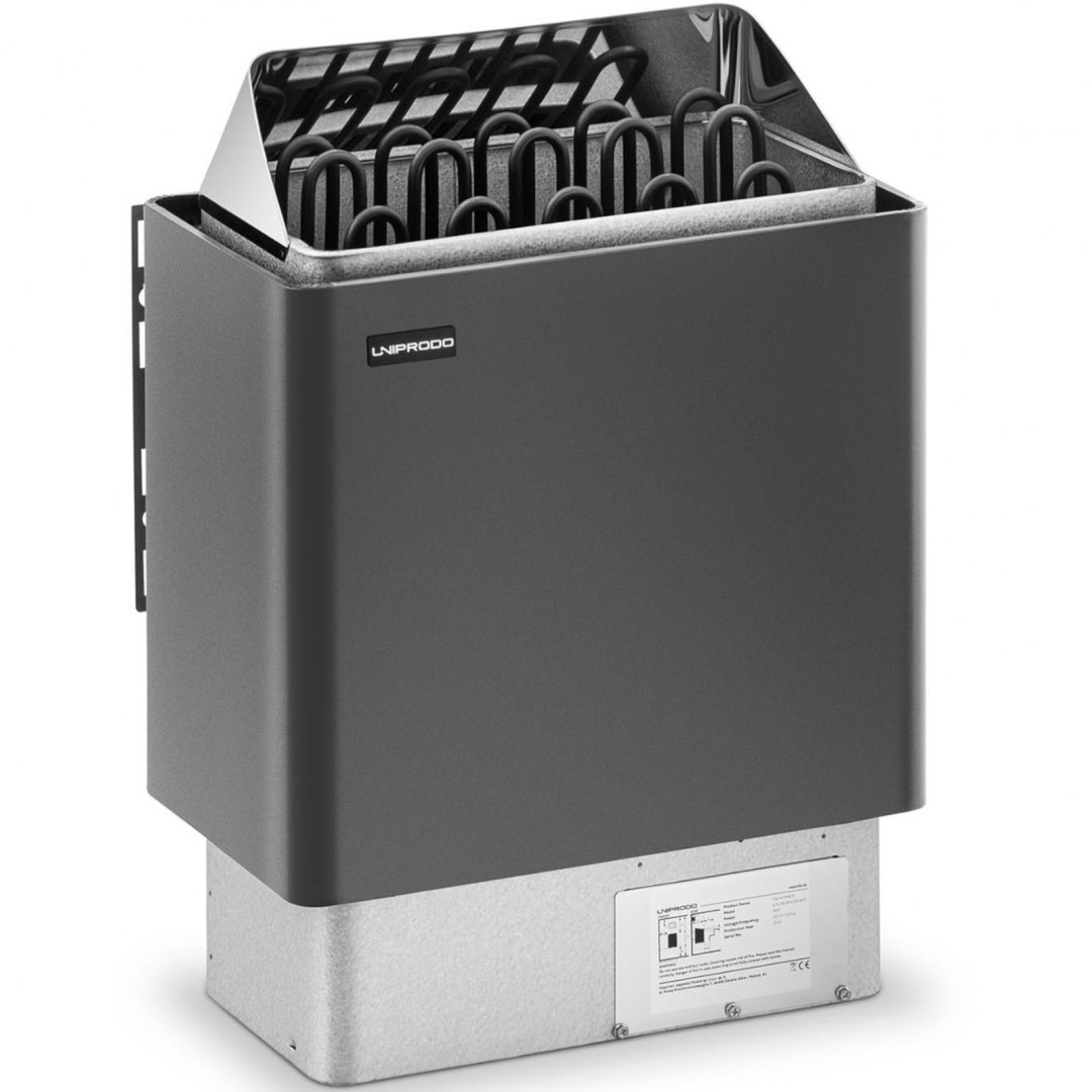 Piec do sauny elektryczny 9-13 m3 do 110C 400 V 9 kW czarno-srebrny UNIPRODO Piec do sauny elektryczny 9-13 m3 do 110C 400 V 9 kW czarno-srebrny UNIPRODO