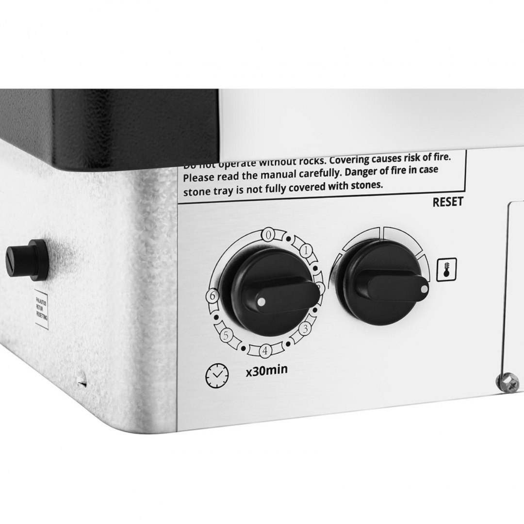 Piec do sauny elektryczny z wbudowanym sterowaniem 8-12 m3 do 110C 400 V 8 kW srebrno-czarny UNIPRODO Piec do sauny elektryczny z wbudowanym sterowaniem 8-12 m3 do 110C 400 V 8 kW srebrno-czarny UNIPRODO
