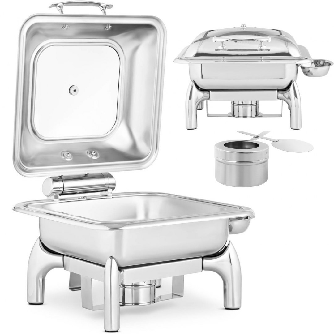 Podgrzewacz do potraw stołowy na pastę z pokrywą z okienkiem GN 2/3 5.5 l Royal Catering Podgrzewacz do potraw stołowy na pastę z pokrywą z okienkiem GN 2/3 5.5 l Royal Catering