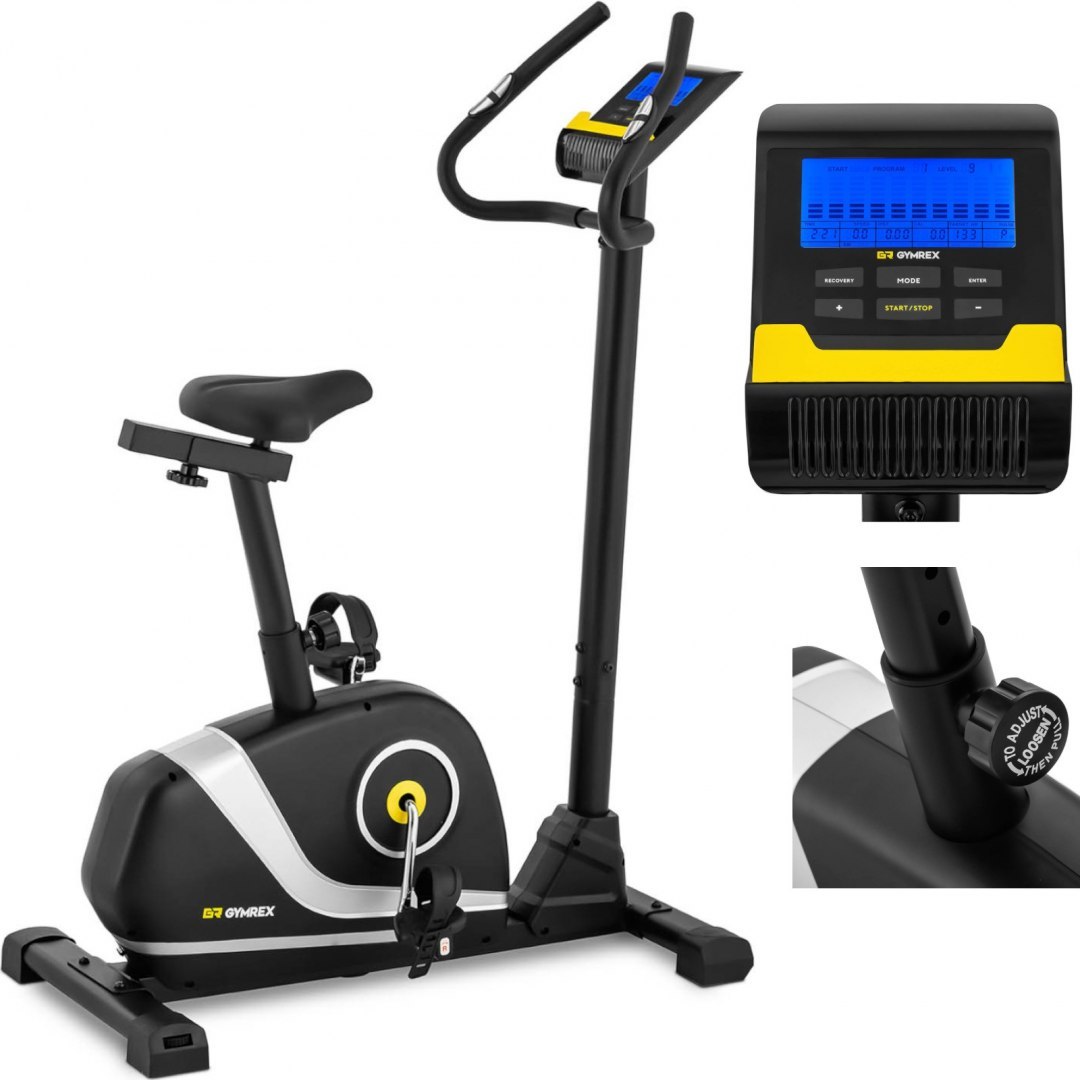 Rower rowerek stacjonarny treningowy z kołem zamachowym 4 kg LCD do 110 kg GYMREX Rower rowerek stacjonarny treningowy z kołem zamachowym 4 kg LCD do 110 kg GYMREX