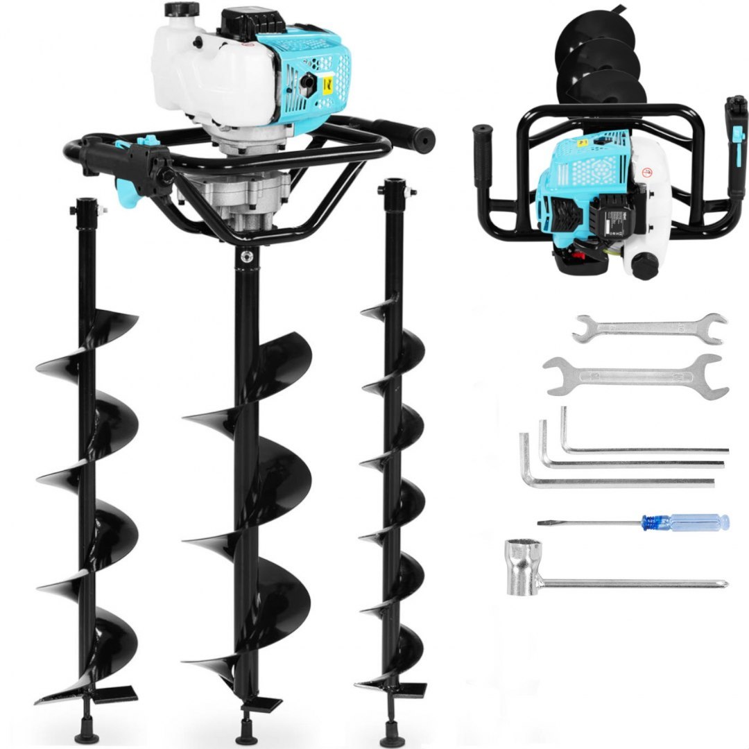 Świder spalinowy wiertnica glebowa 2.1 kW 1.2 l + 3 wiertła Hillvert Świder spalinowy wiertnica glebowa 2.1 kW 1.2 l + 3 wiertła Hillvert
