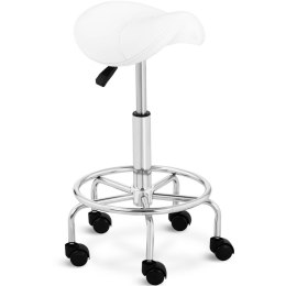 Taboret stołek hoker kosmetyczny siodłowy na kółkach Frankfurt do 150 kg biały Physa