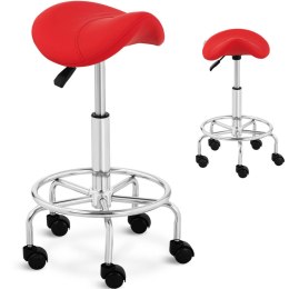 Taboret stołek hoker kosmetyczny siodłowy na kółkach Frankfurt do 150 kg czerwony Physa