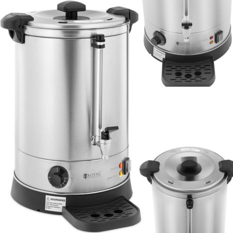 Warnik podgrzewacz do wody z podwójnymi ściankami i ociekaczem 13.5 L 2500 W srebrny Royal Catering Warnik podgrzewacz do wody z podwójnymi ściankami i ociekaczem 13.5 L 2500 W srebrny Royal Catering