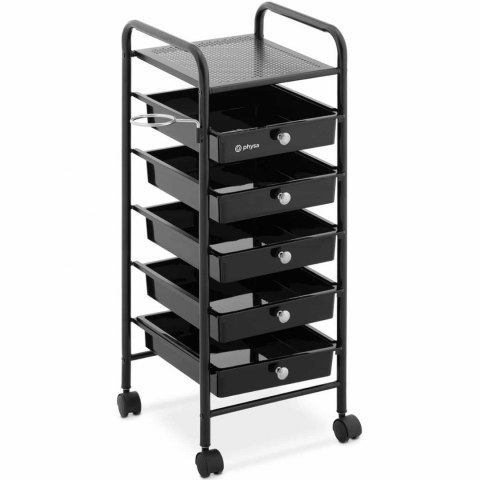 Wózek pomocnik fryzjerski z uchwytem na suszarkę 5 szuflad półka 330 x 320 mm Physa Wózek pomocnik fryzjerski z uchwytem na suszarkę 5 szuflad półka 330 x 320 mm Physa